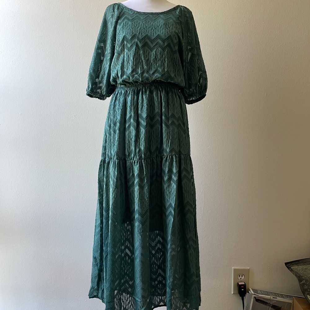 Sage Green Midi Summer Dress - Picture 4 of 6